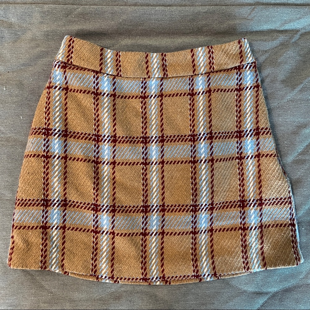Forever 21 Brown Plaid Tweed Mini Skirt